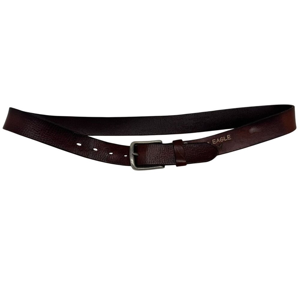 Vintage American Eagle Outfitters Mens Brown Leather Buckle Belt Classic Casual